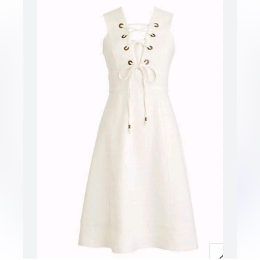 J. Crew  Cream Structured Lace Up Dress